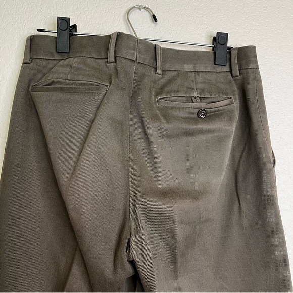 Banana Republic Men's Olive Green/Brown Cotton Dress Pants Size 31/32 - Picture 7 of 14